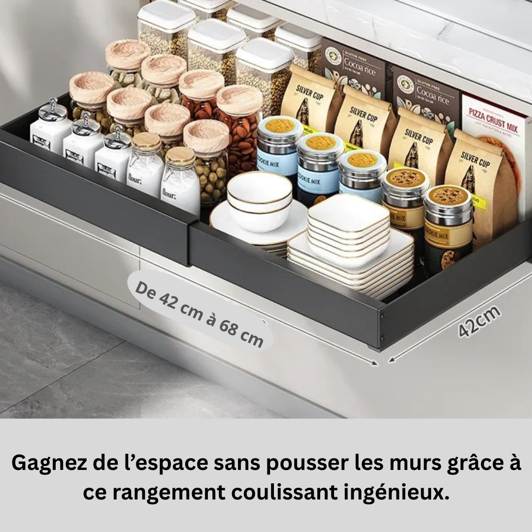 Rangement placard cuisine coulissant de 42 Ă 68 cm