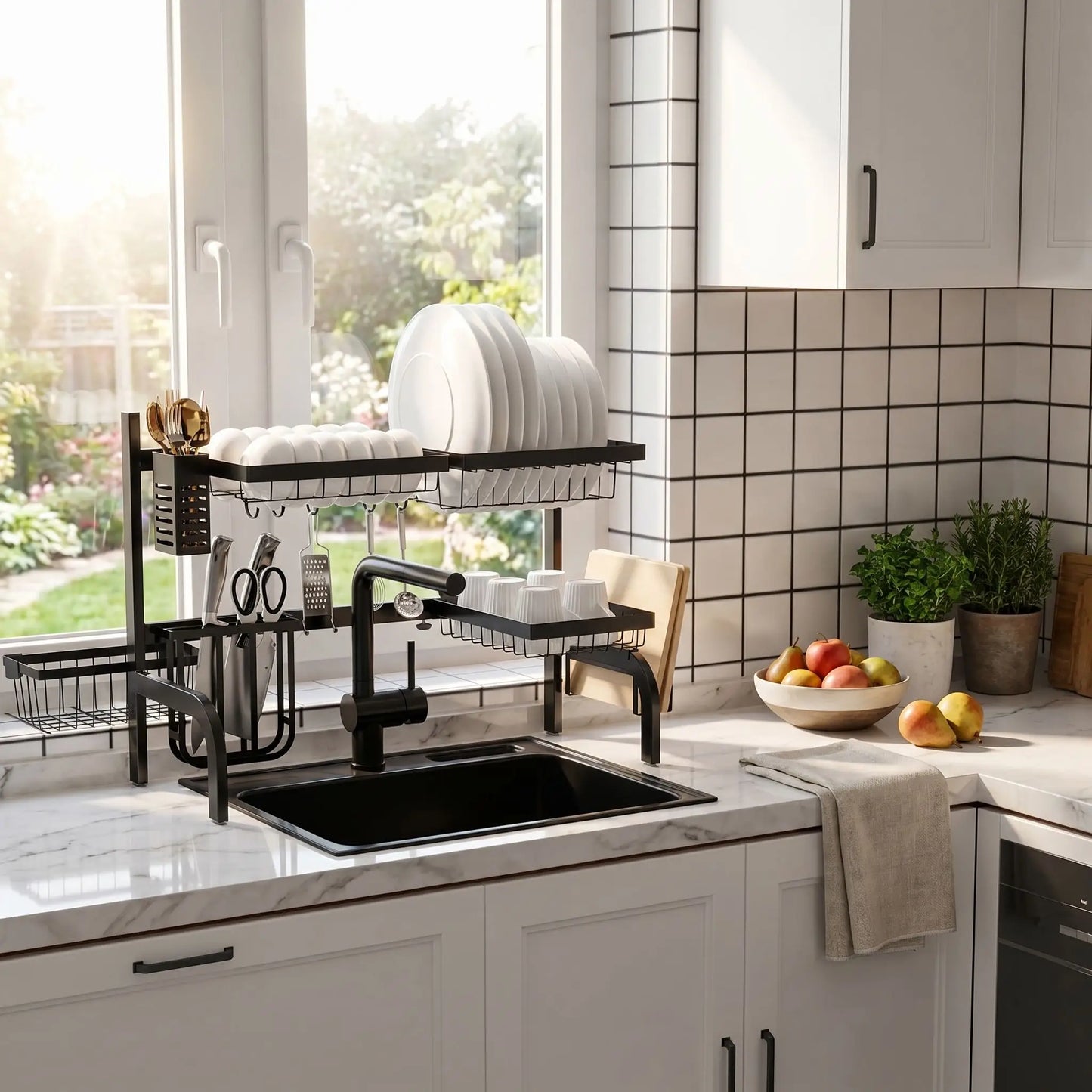 Egouttoir sur evier pour un rangement vertical