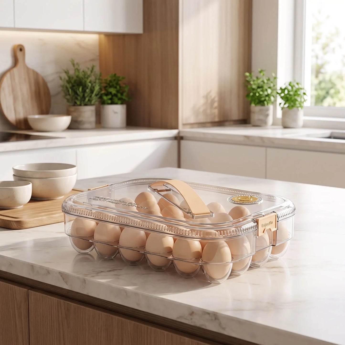 Boites à oeufs en plastique transparent blanc.