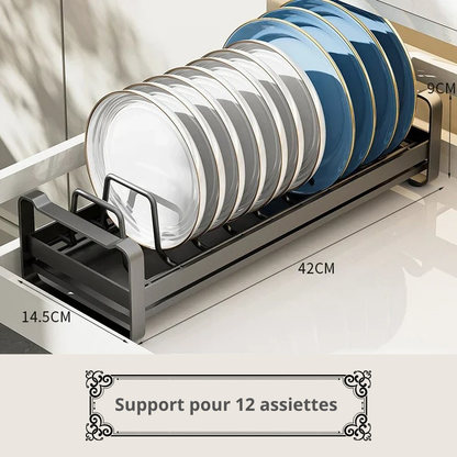 Organisateur de placard de cuisine support pour 12 assiettes.