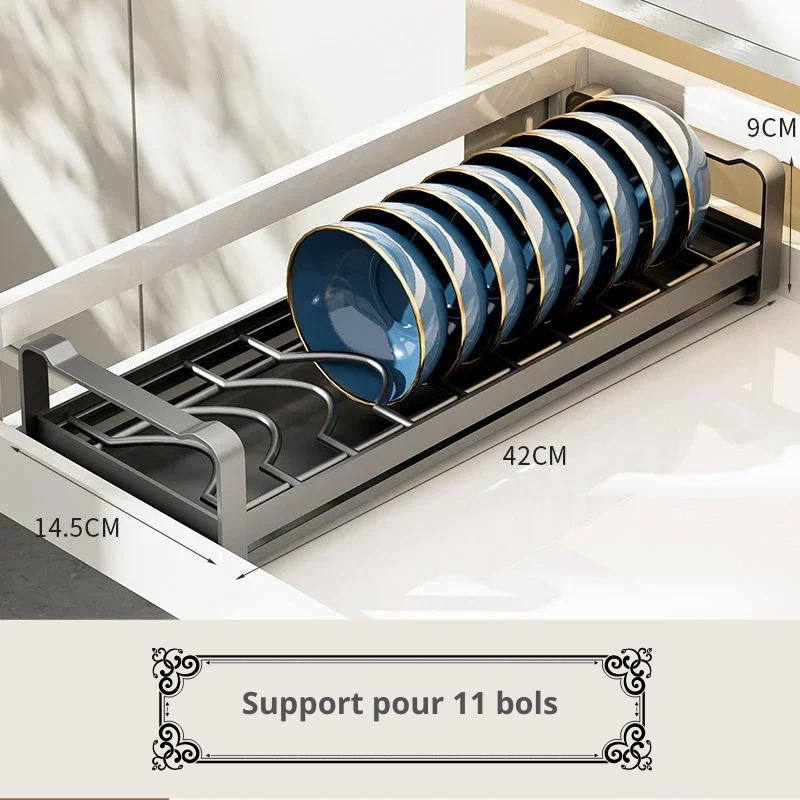 Organisateur de placard de cuisine support pour 11 bols.