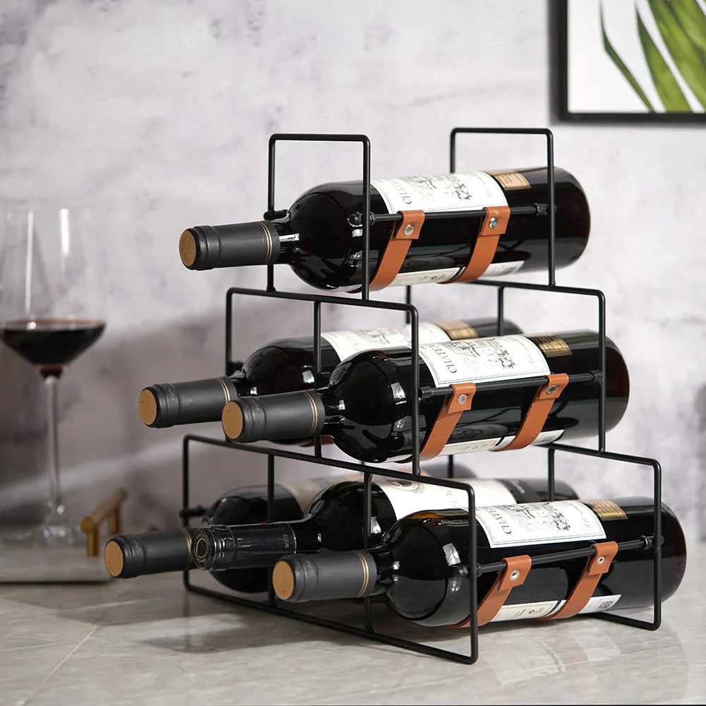 porte bouteilles avec sangles imitation cuir solides et décoratives