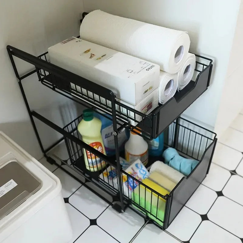 Rangement cuisine sous evier très pratique au quotidien.