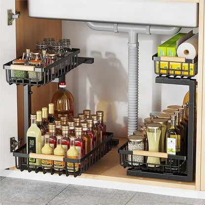 rangement coulissant sous évier en acier inoxydable de haut qualité 