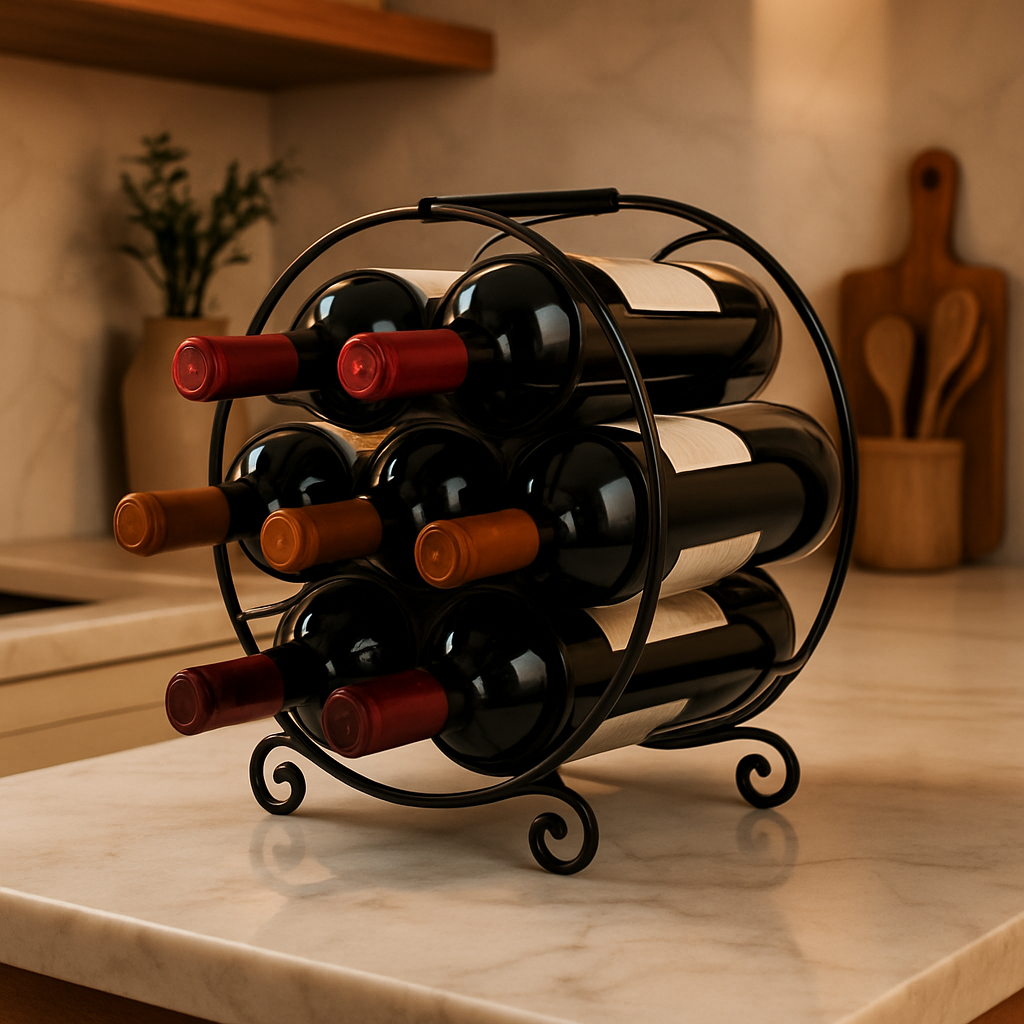 le porte bouteille poser dans la cuisine 
