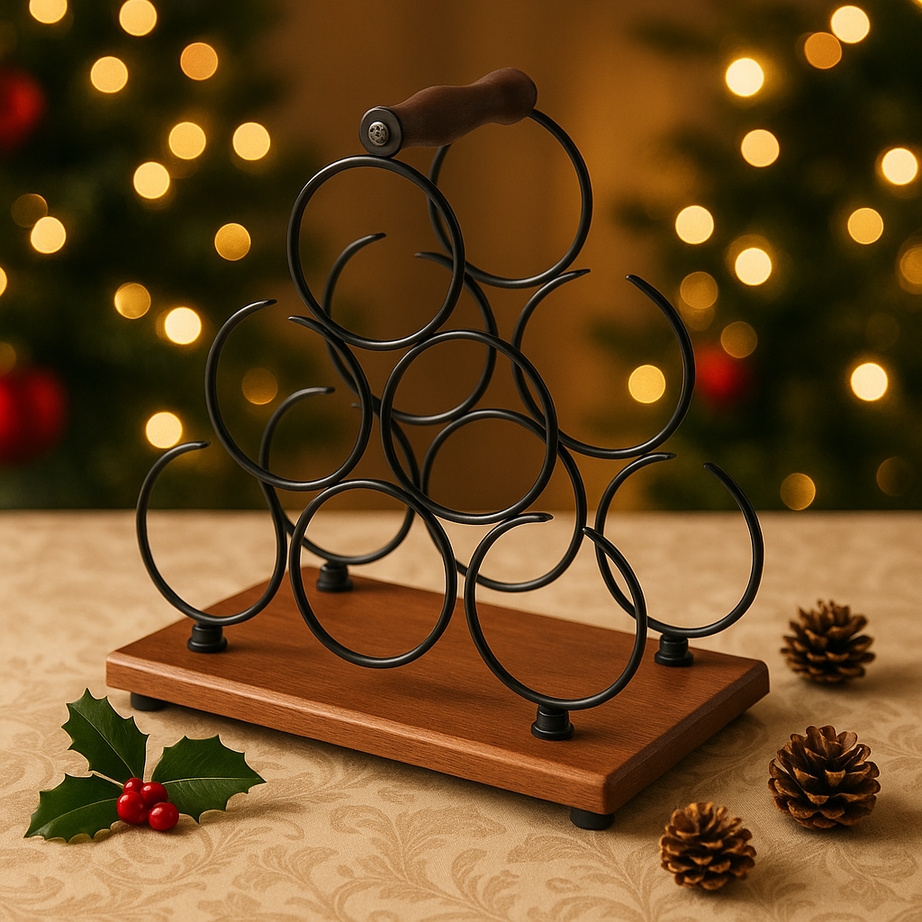 Porte bouteilles support en bois 