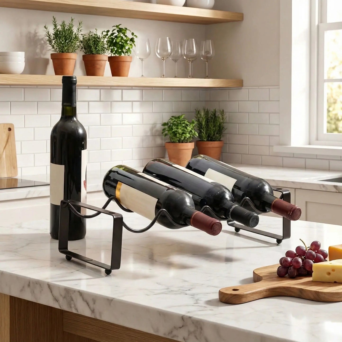 Porte bouteille en fer forgé  pour quatre bouteilles 