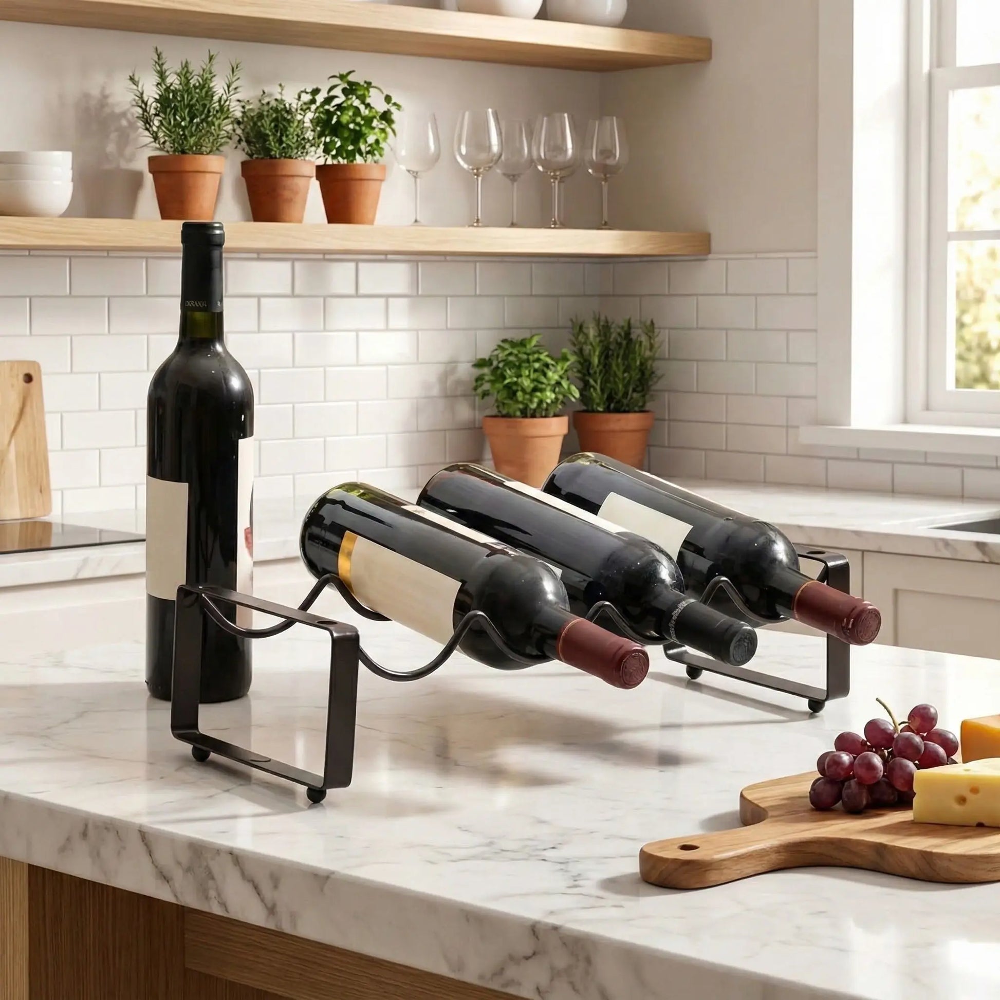 Porte bouteille en fer forgé  pour quatre bouteilles 