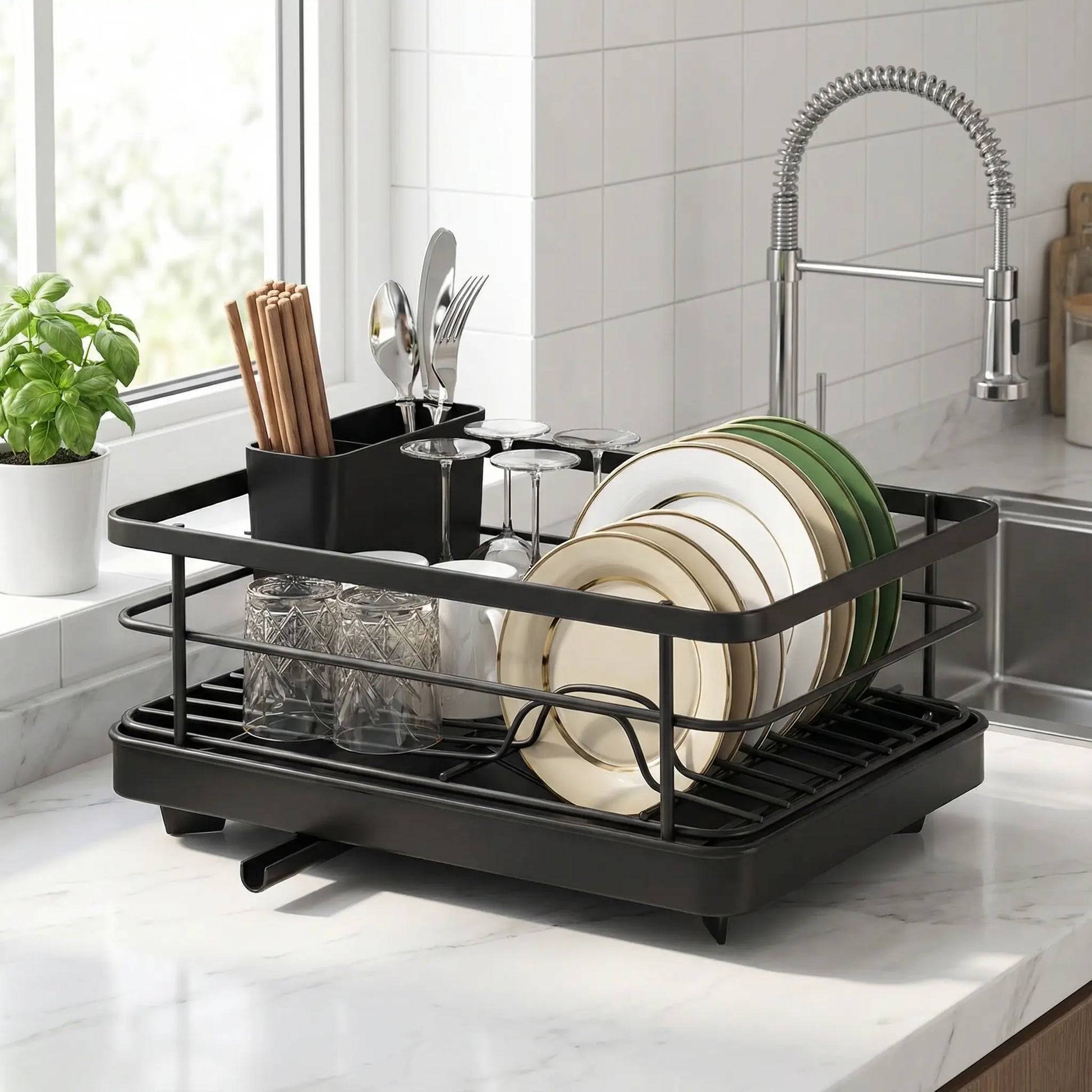 egouttoir vaisselle dans une belle cuisine