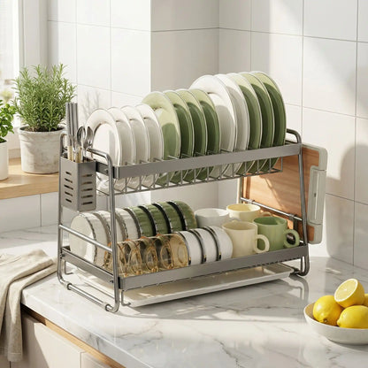 Égouttoir en gris sur deux étages