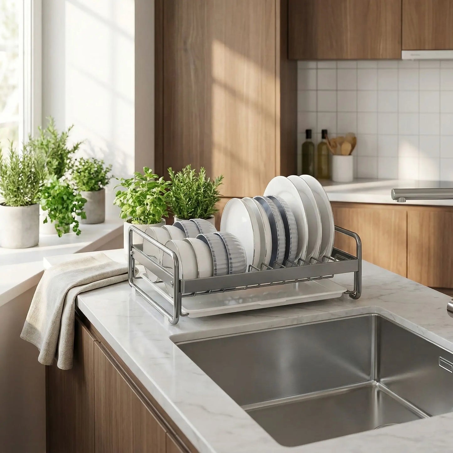 Égouttoir en gris sur un étage