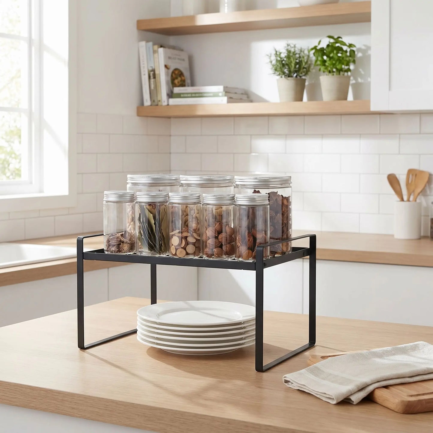 Etagere cuisine garder un plan de travail propre et ordonné. 
