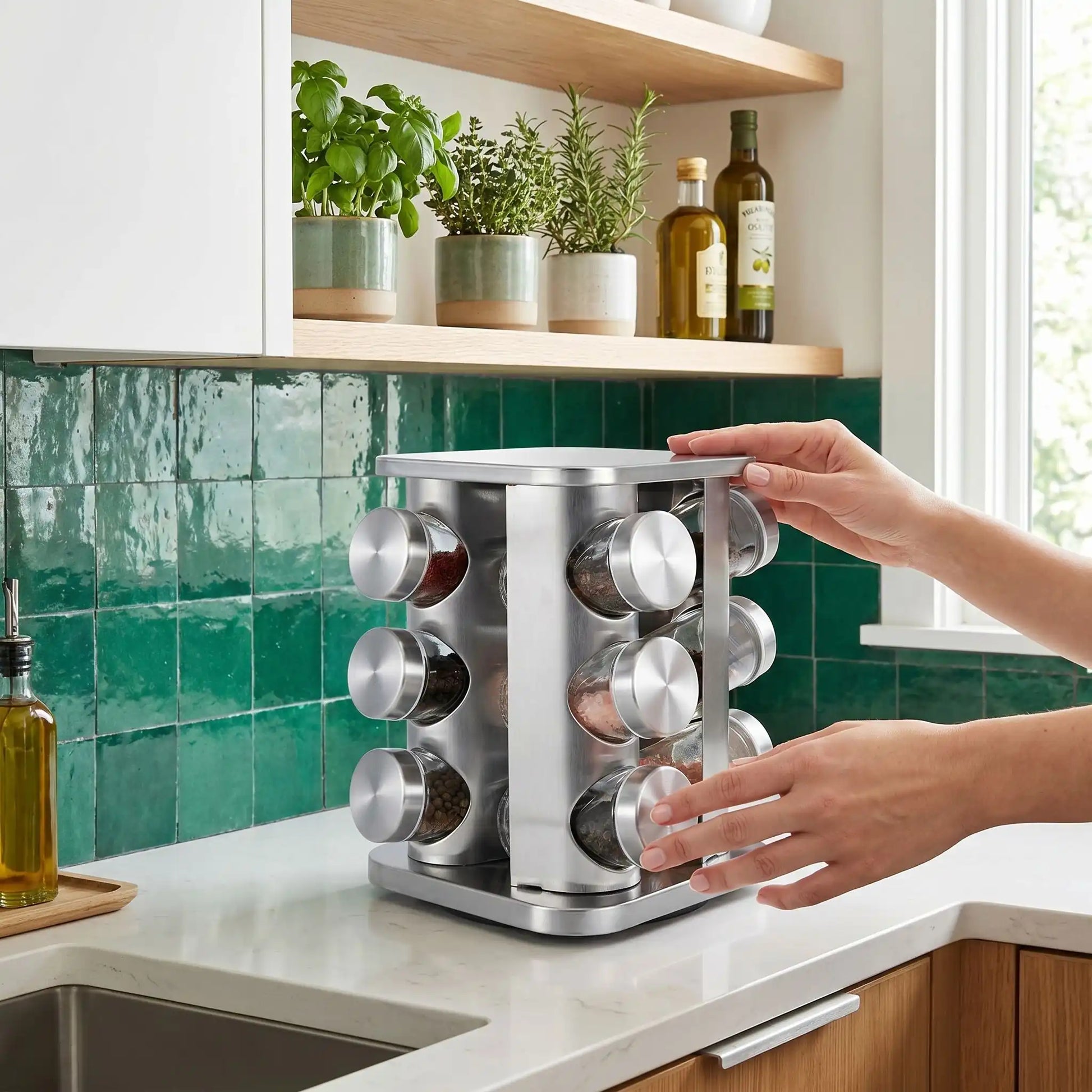 Rangement epice pour douze pots en argenté