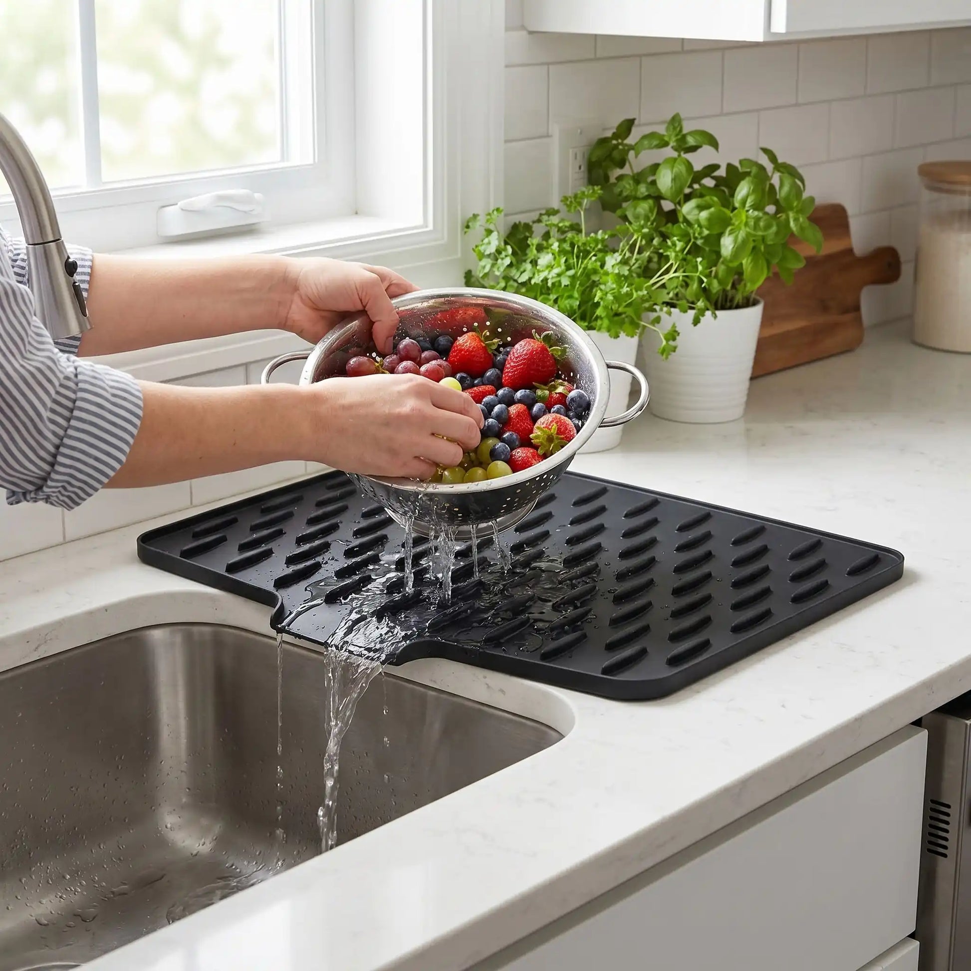 Tapis égouttoir vaisselle faire égoutté vos fruits.