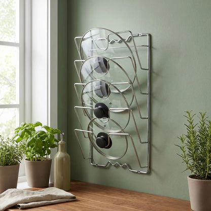 Rangement pour couvercle casserole fixation sur mur ou porte de placard.
