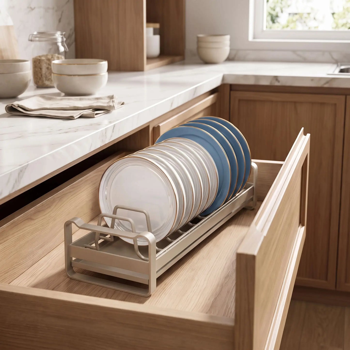 Organisateur de placard de cuisine support pour 12 assiettes.