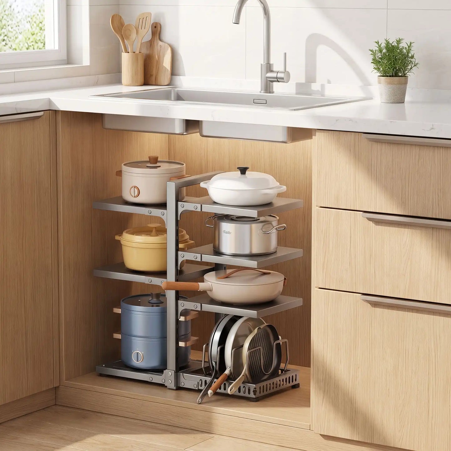 Rangement casserole lot de  7 pièces en gris.