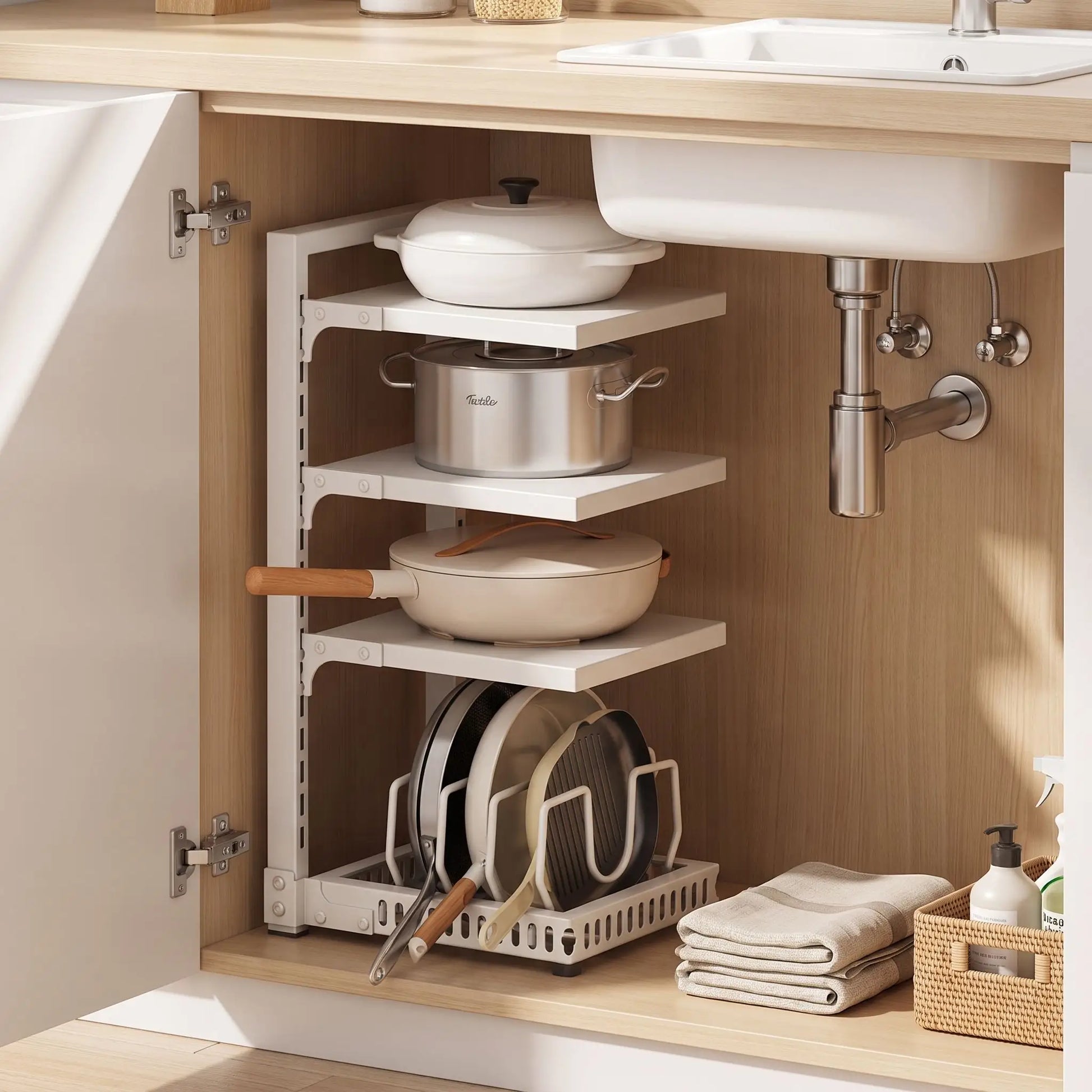 Rangement casserole lot de  4 pièces en blanc.