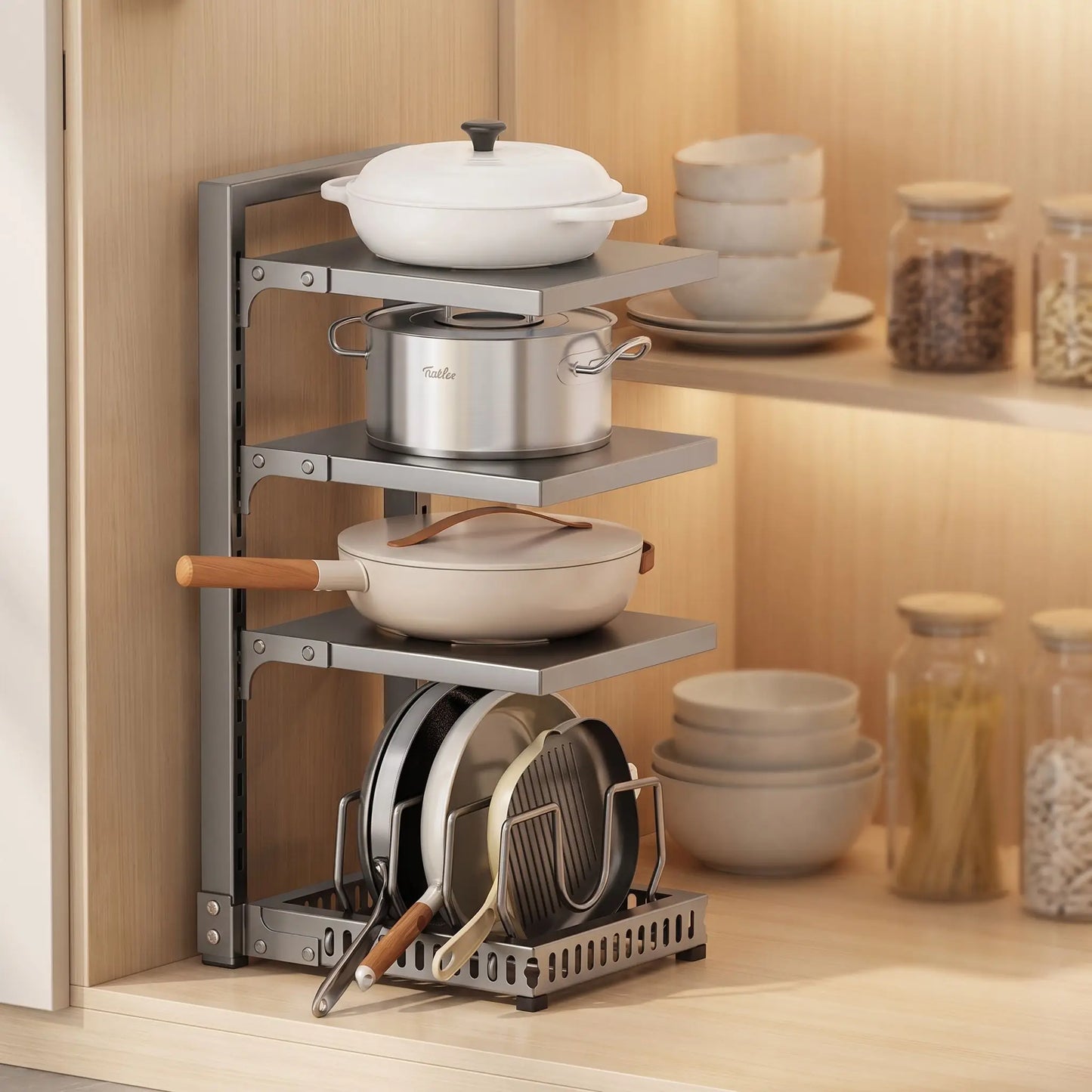Rangement casserole lot de  4 pièces en gris.