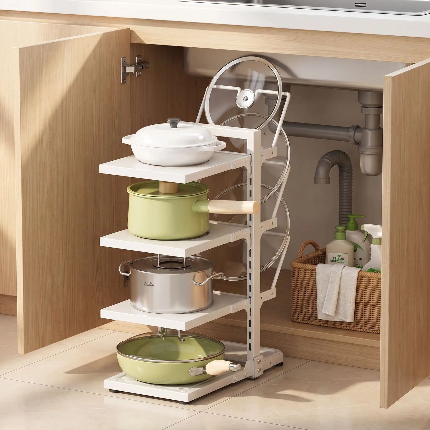 Rangement casseroles en blanc lumineux & design épuré.