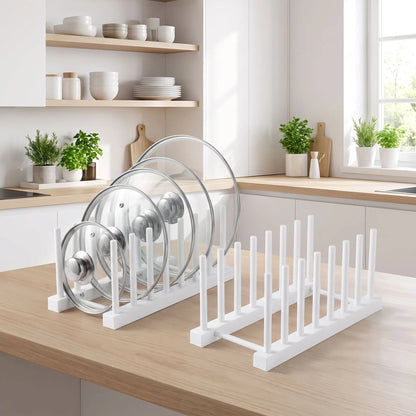 Rangement pour couvercle de casserole lot de 2 en blanc pour encore plus d'organisation.
