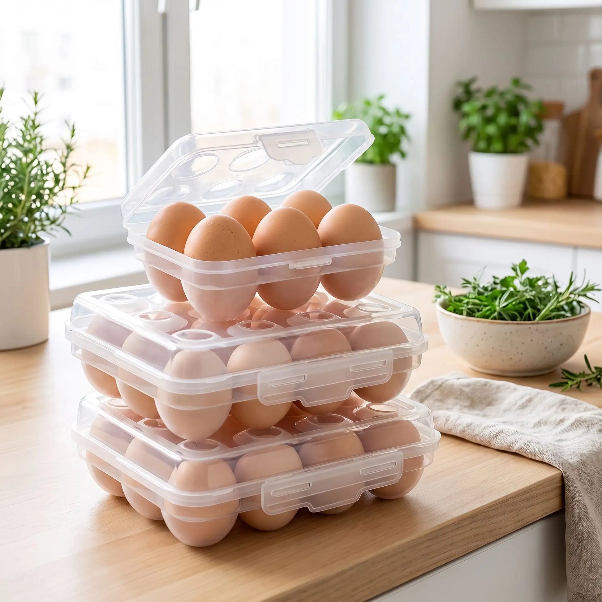 Boite à oeufs en plastique transparente pour voir votre stock en un coup d’œil.