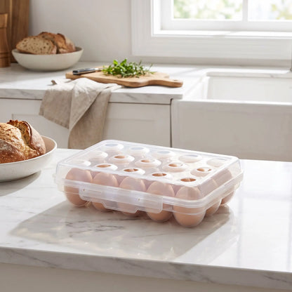 Boite à oeufs en plastique avec couvercle pour protéger 15 œufs. 