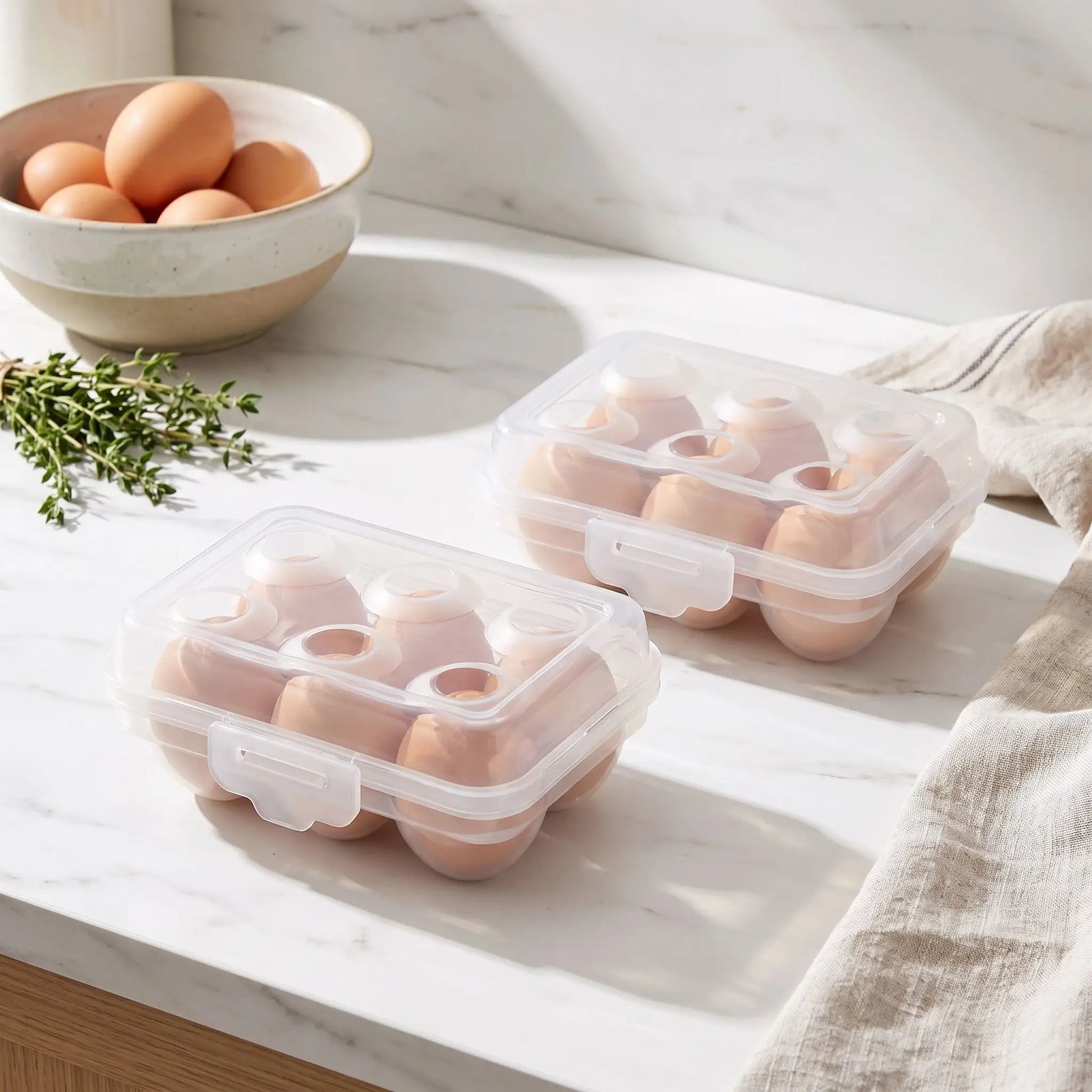 Boite à oeufs en plastique lavable et réutilisable lot de deux en petit modèle.