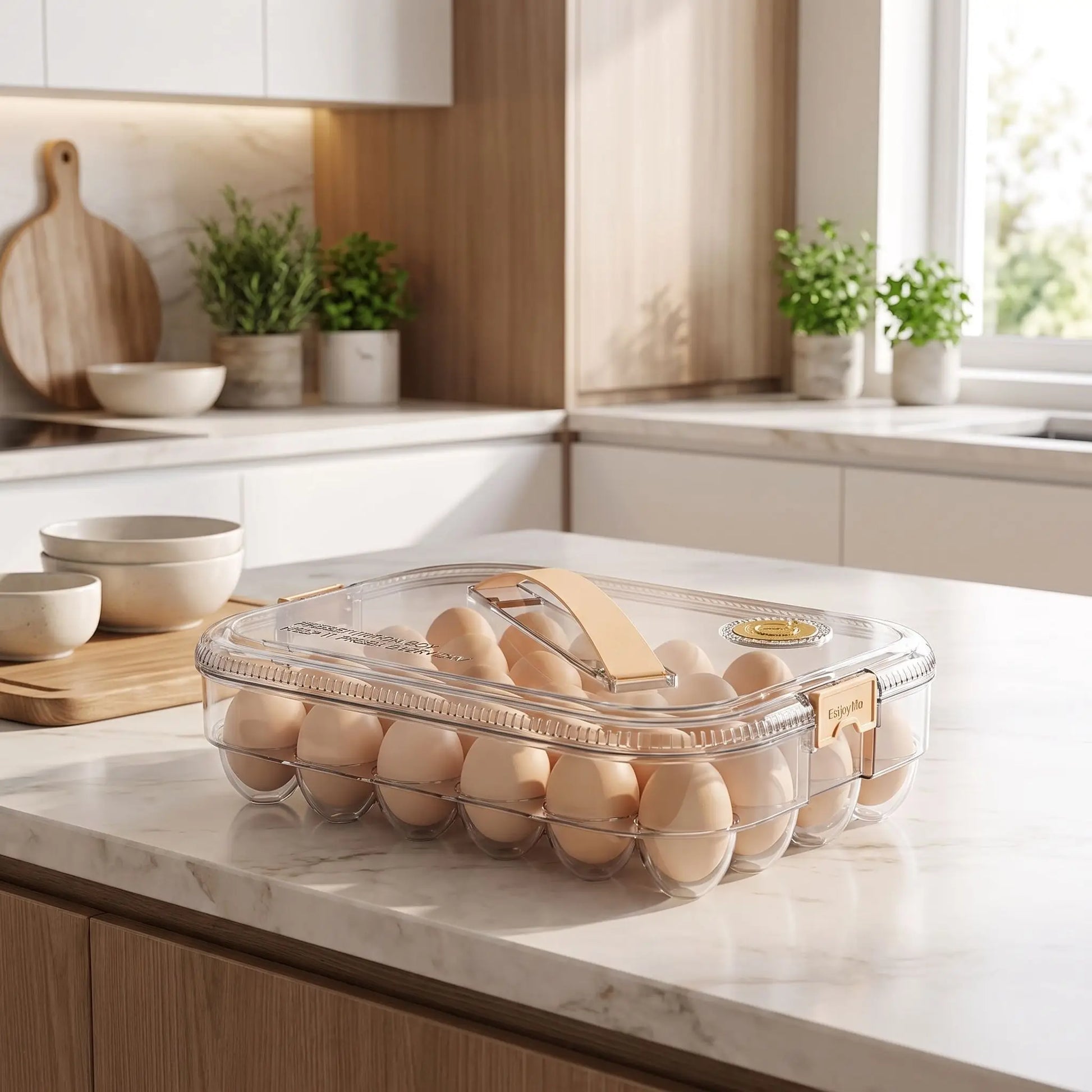 Boites à oeufs en plastique transparent blanc.